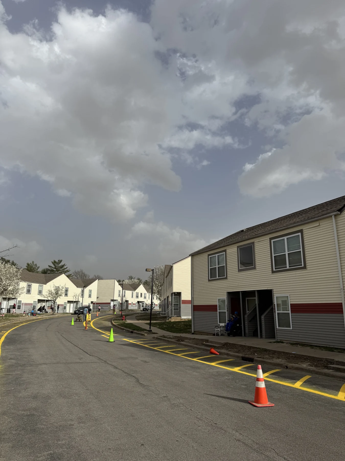 Fresh fire lane and curb striping at a Southern Illinois apartment community